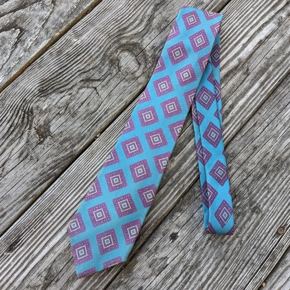 Vintage 90's Burberry Geometric Print Neck Tie